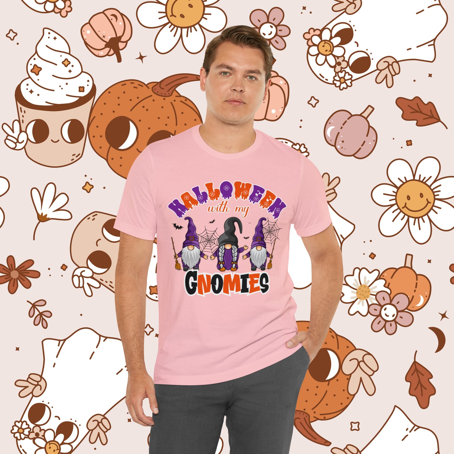 Halloween with my Gnomies Unisex Jersey Short Sleeve Tee Gifts for Him Gifts for Her