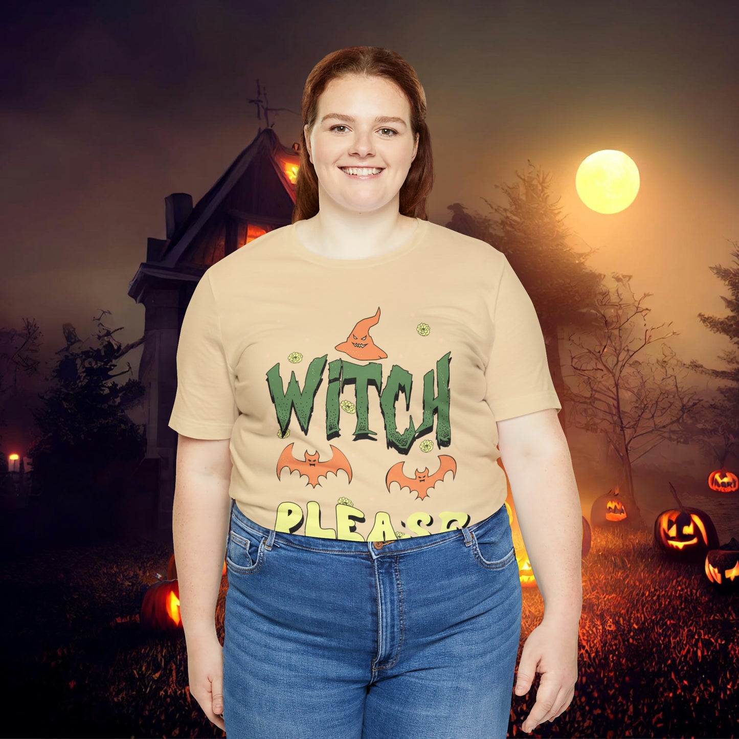 Witch Please Retro Groovy Halloween Unisex Jersey Short Sleeve Tee Gifts for Her Gifts for him