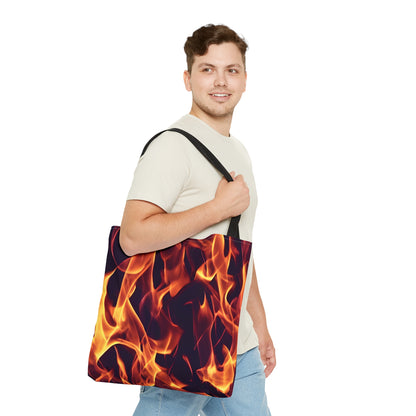 Fierce Fashion: All-Over Flames Tote Bag - Carry the Heat! Tote Bag (AOP)