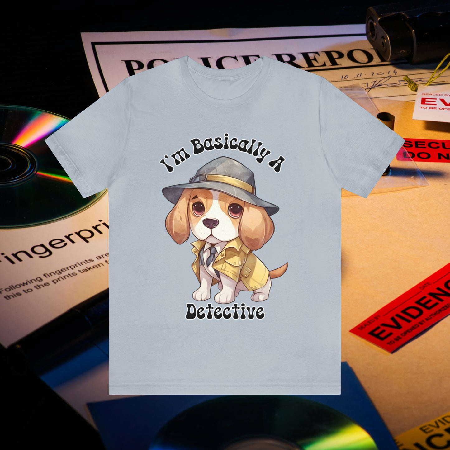 Detective Beagle Puppy True Crime I'm Basically a Detective Unisex Jersey Short Sleeve Tee Gift for Dog Lovers Gifts for him Gifts for her