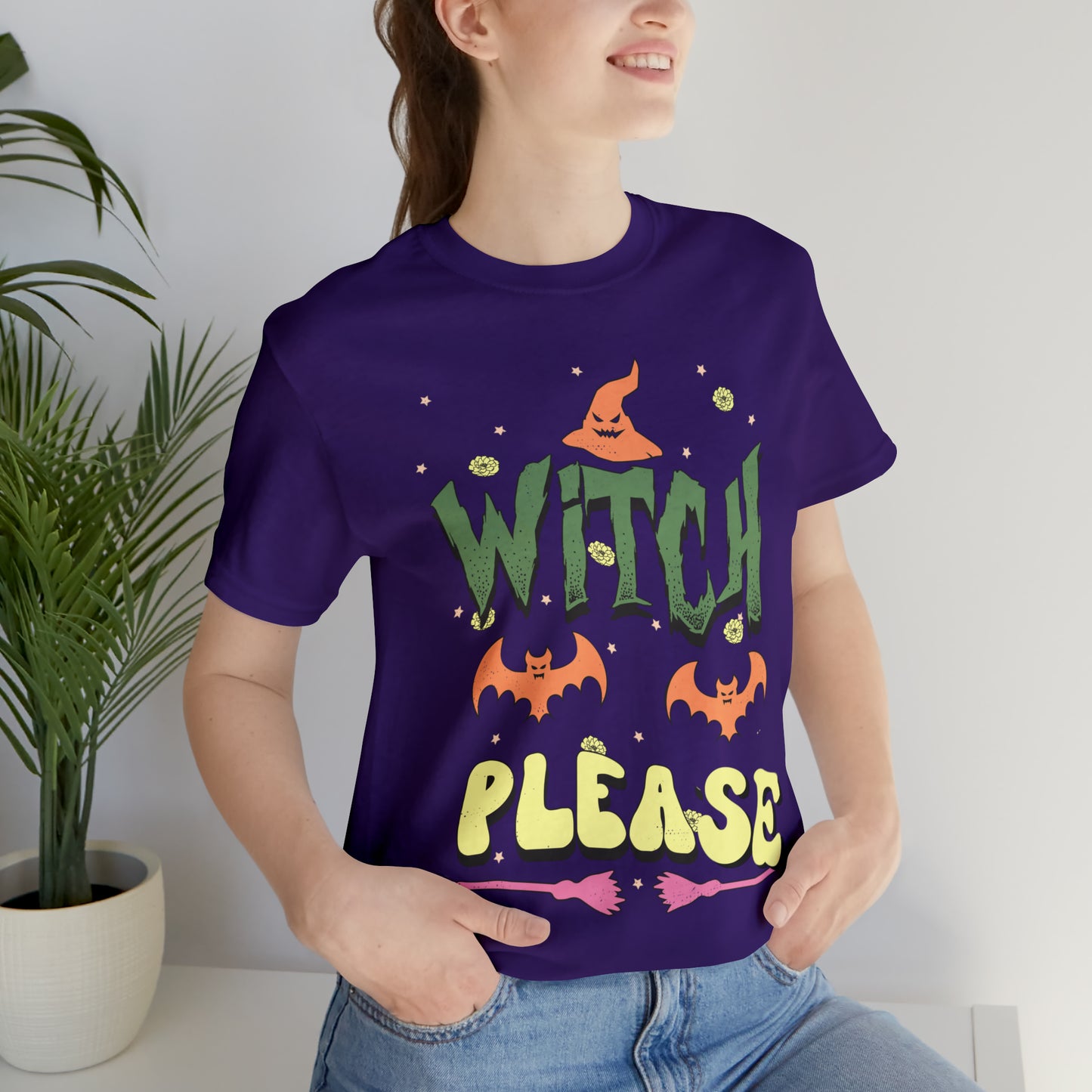 Witch Please Retro Groovy Halloween Unisex Jersey Short Sleeve Tee Gifts for Her Gifts for him