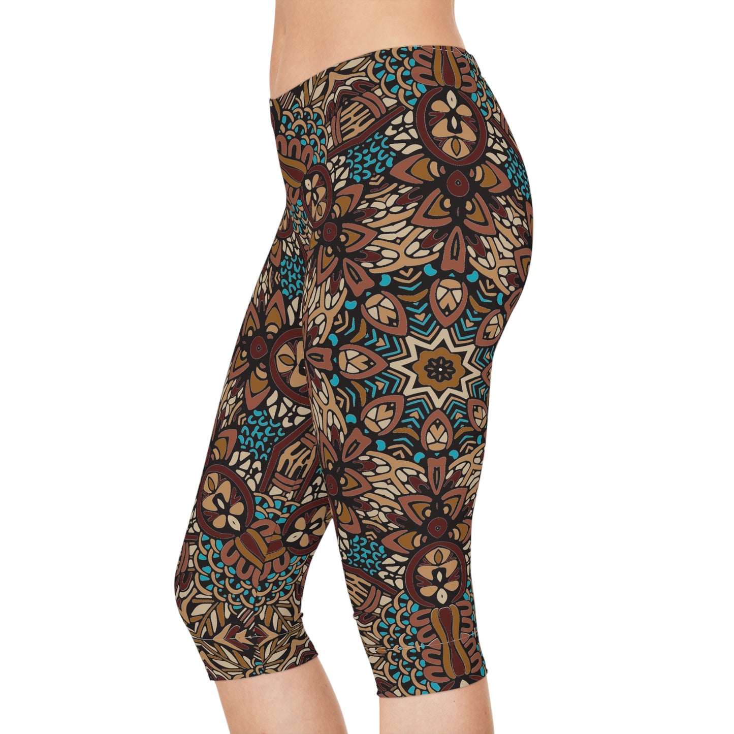 Boho Bliss: Vibrant Print Women's Leggings Women's Capri Leggings (AOP)