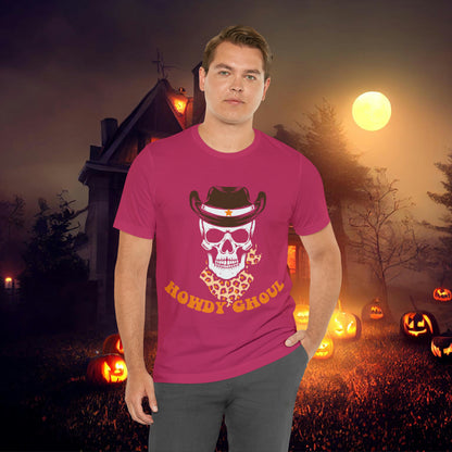 Howdy Ghoul Skeleton Sheriff Retro Halloween Unisex Jersey Short Sleeve Tee Gifts for her