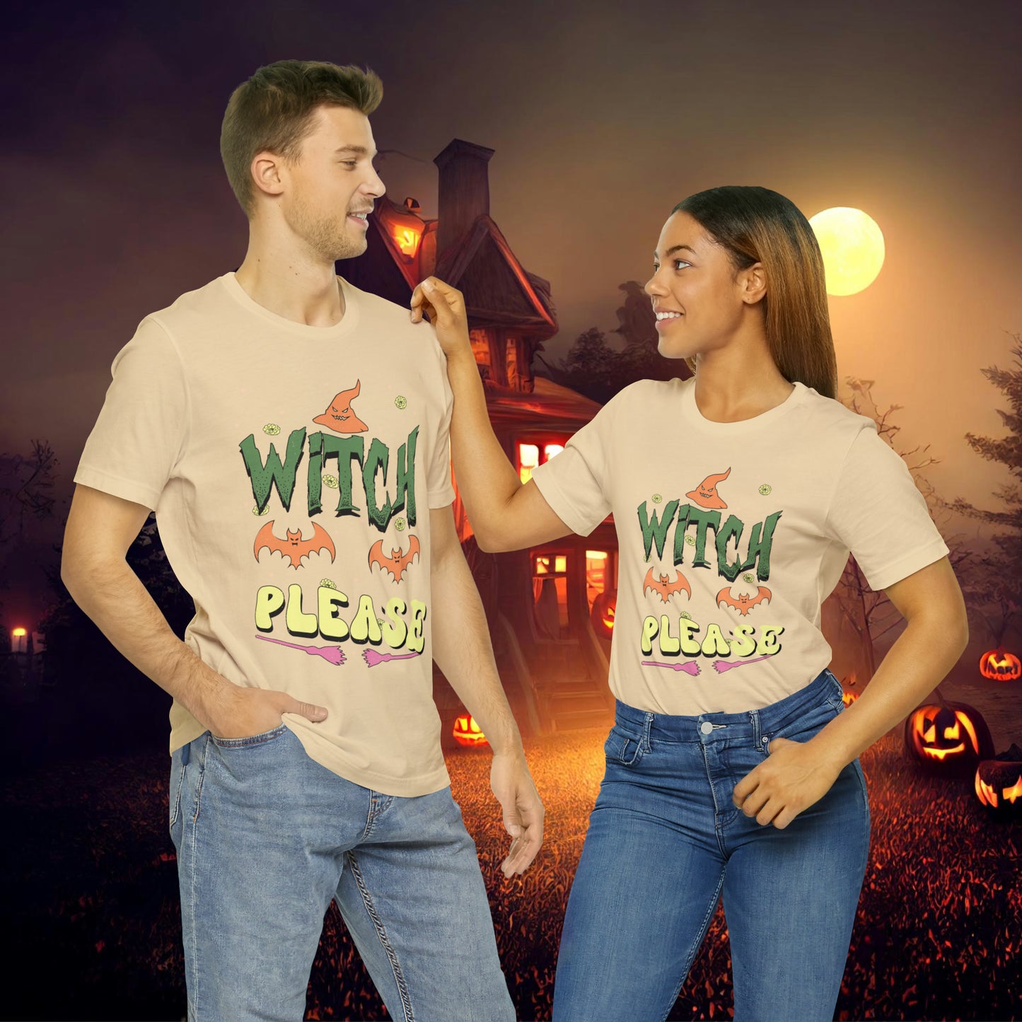 Witch Please Retro Groovy Halloween Unisex Jersey Short Sleeve Tee Gifts for Her Gifts for him