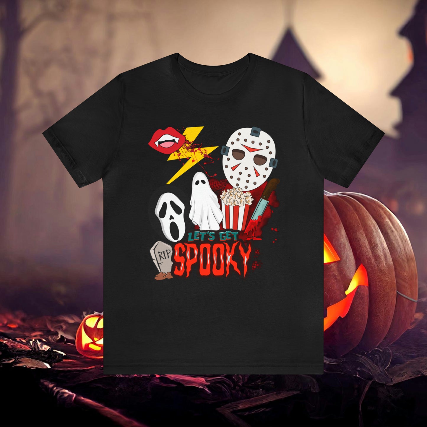 Lets Get Spooky Halloween Mashup Unisex Jersey Short Sleeve Tee Gifts for Her