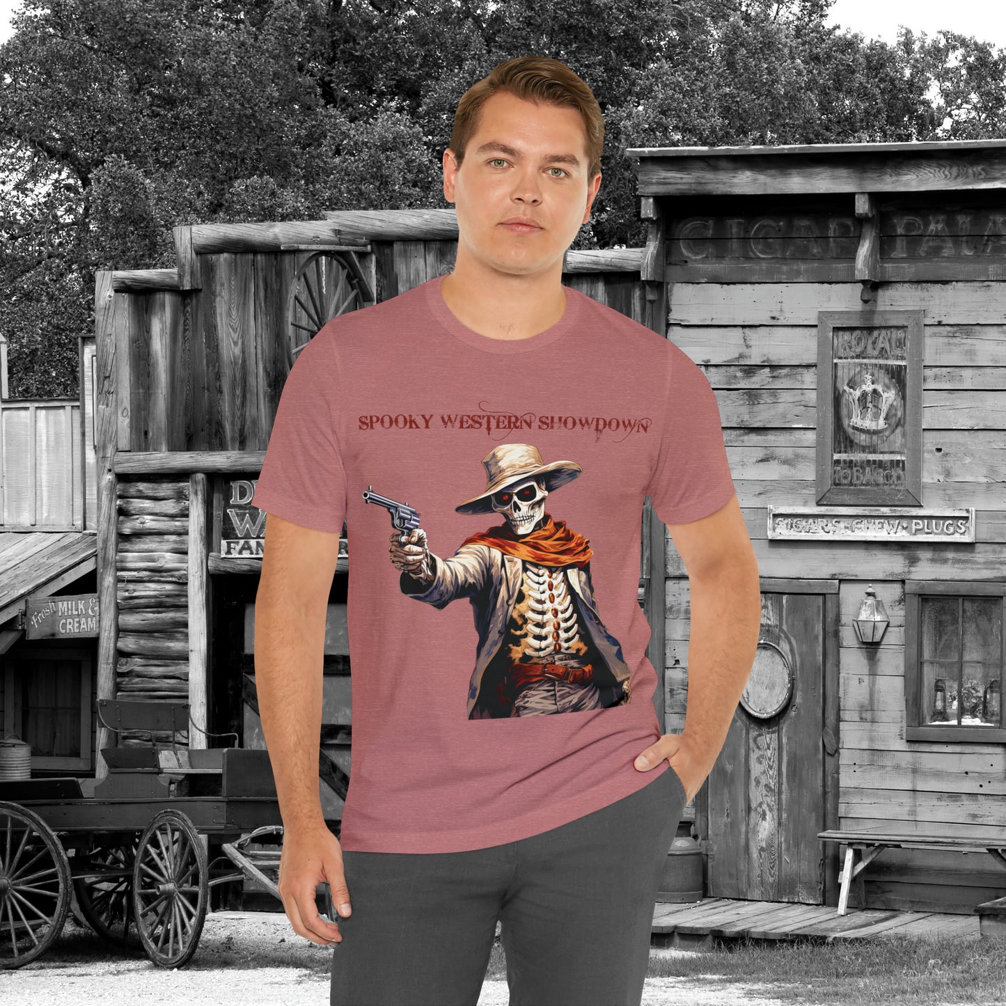 Spooky Western Showdown Western Halloween Unisex Jersey Short Sleeve Tee Gifts For Her Gifts For Him