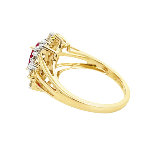 1.65ct Ruby Diamond Ring 14KT Yellow Gold
