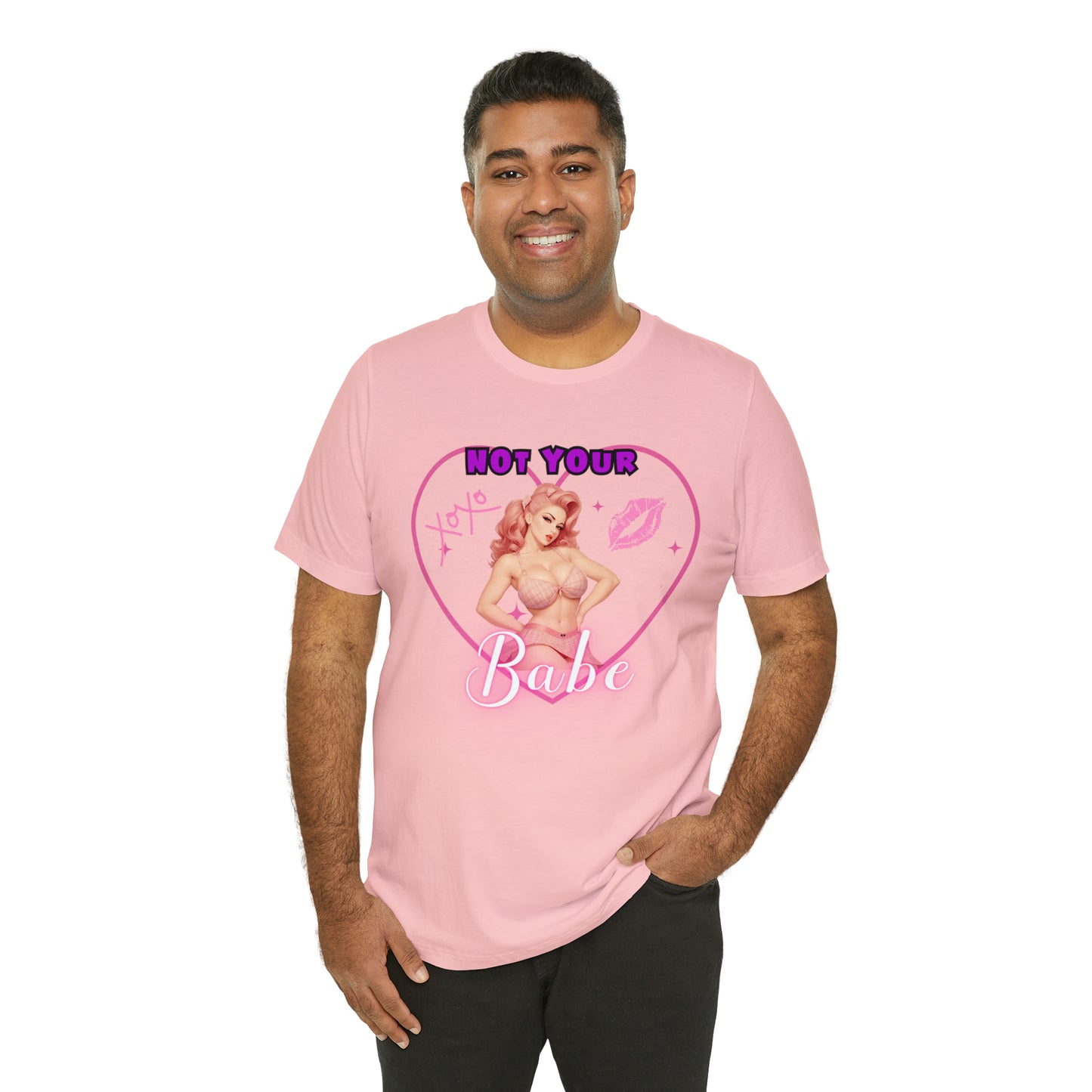 Vintage Pink Pinup Girl "Not Your Babe" on a Bella+Canva 3001 Unisex Jersey T-Shirt - A Must-Have Gift for her