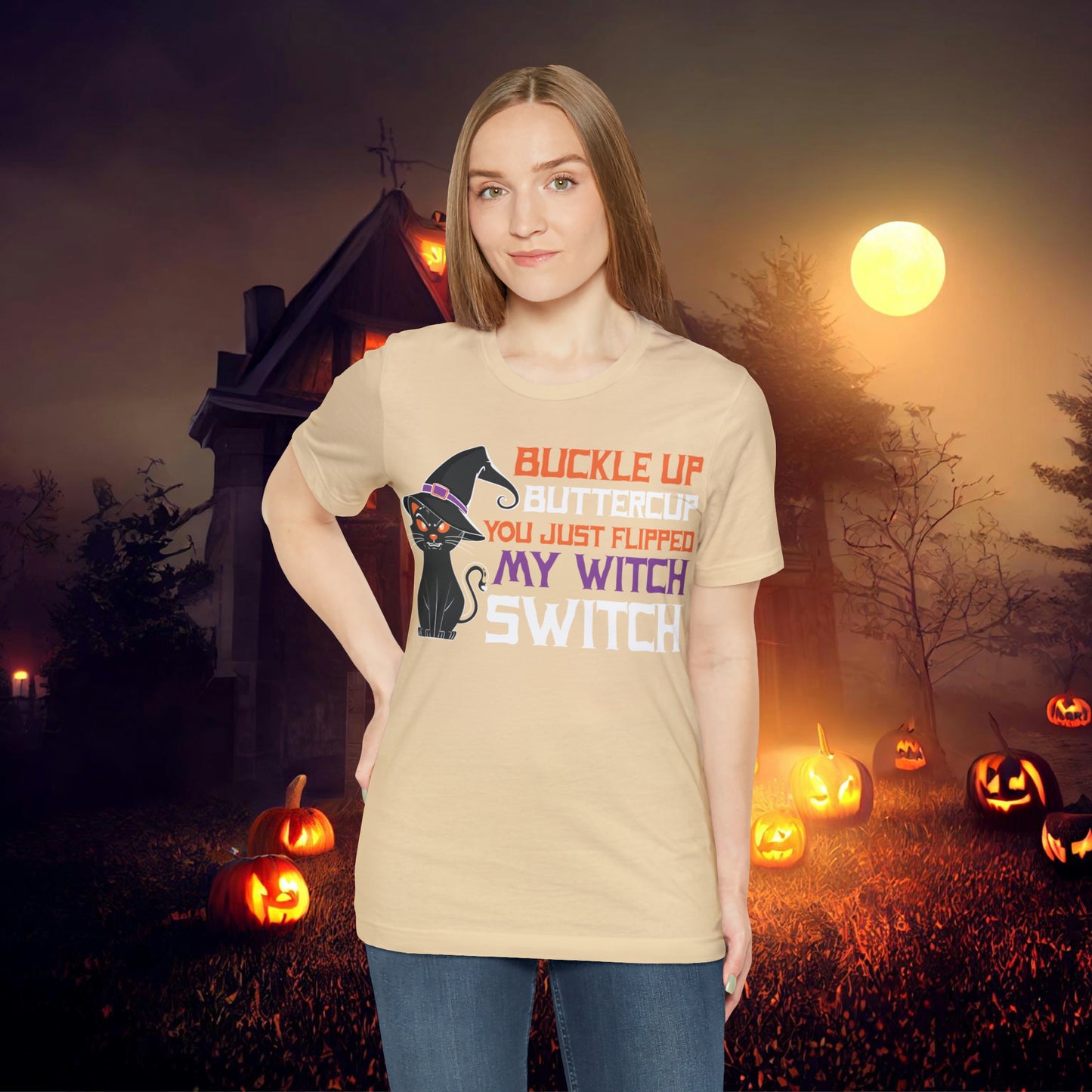 Halloween Buckle up Buttercup you just flipped my Witch Switch Unisex Jersey Short Sleeve Tee Gifts for Her