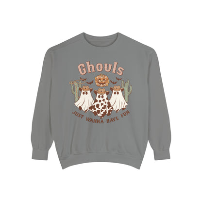 Ghouls Just Wanna Have Fun Western Halloween Unisex Garment-Dyed Sweatshirt
