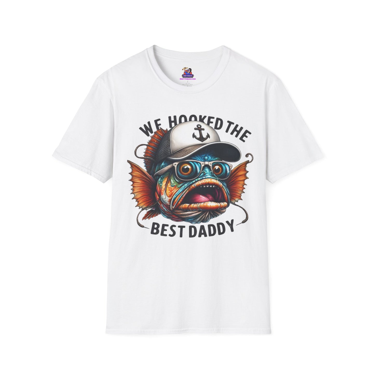 We Hooked the Best Daddy Unisex Softstyle T-Shirt Fishing humor, Fisherman Gift Pun T-Shirt Funny Fish Tee Fishy Vibes Unique Unisex Tee