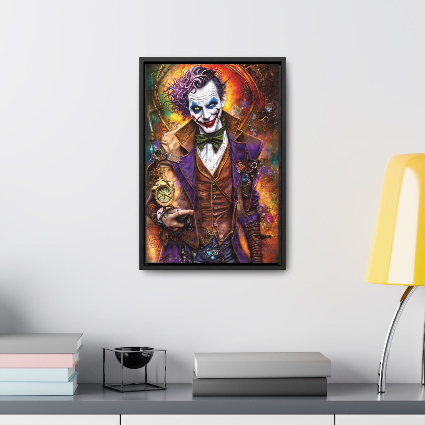 Steampunk-Joker-Hearts-Tribal-Fractal Gallery Canvas Wraps, Vertical Frame