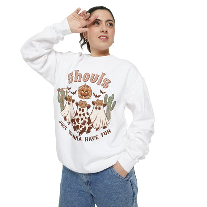 Ghouls Just Wanna Have Fun Western Halloween Unisex Garment-Dyed Sweatshirt