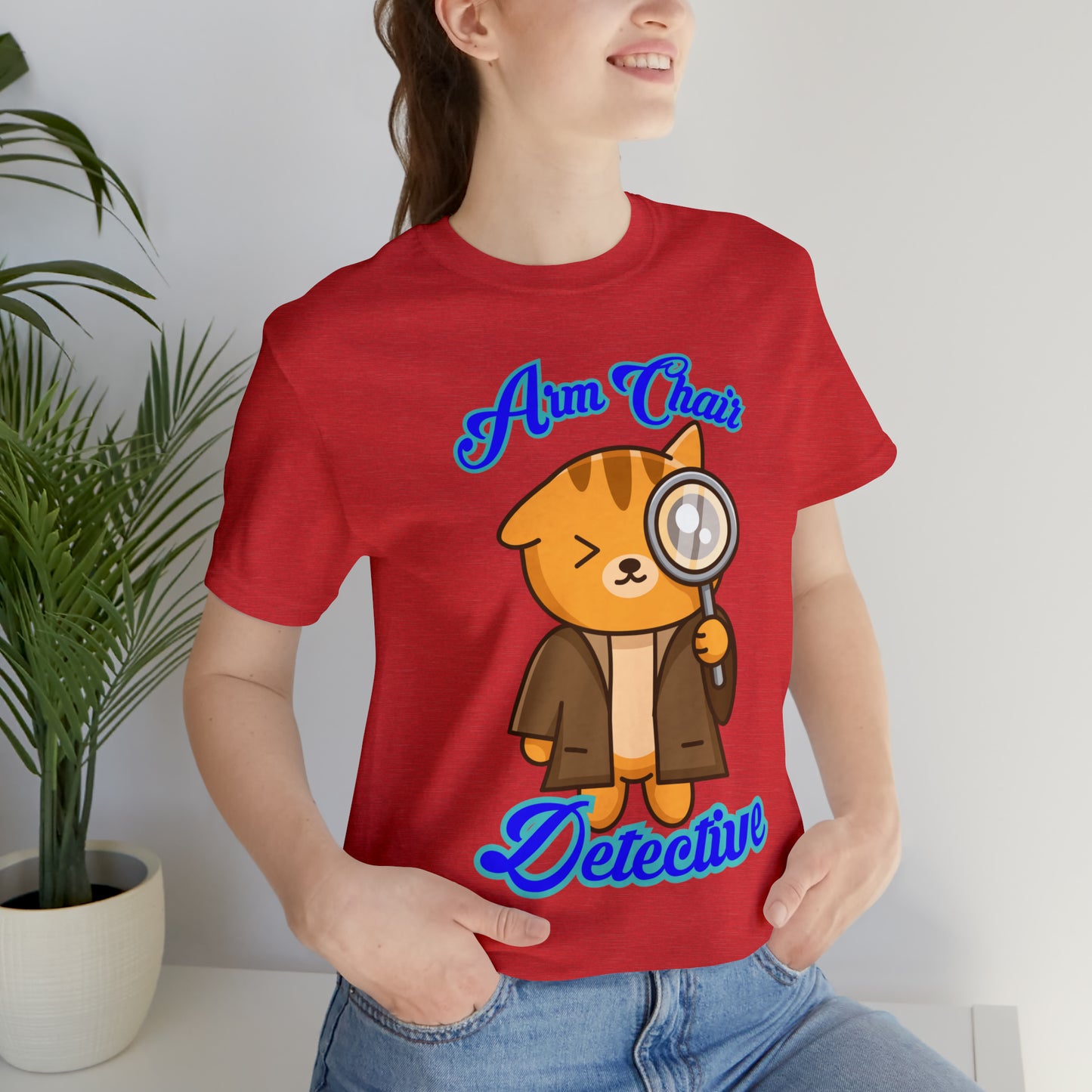 Detective Meow True Crime Armchair Detective Unisex Jersey Short Sleeve Tee Gifts For Her Gifts for Him