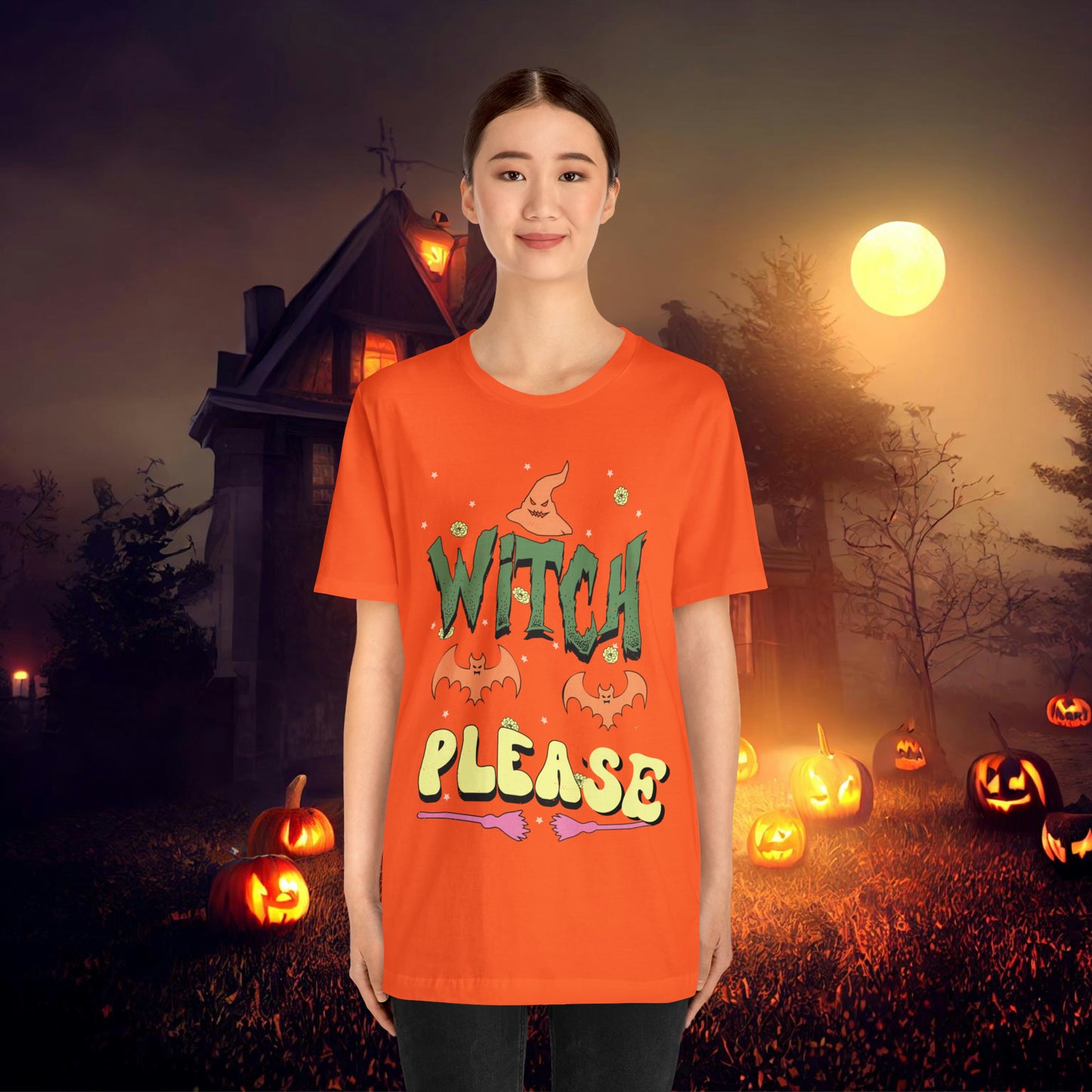 Witch Please Retro Groovy Halloween Unisex Jersey Short Sleeve Tee Gifts for Her Gifts for him