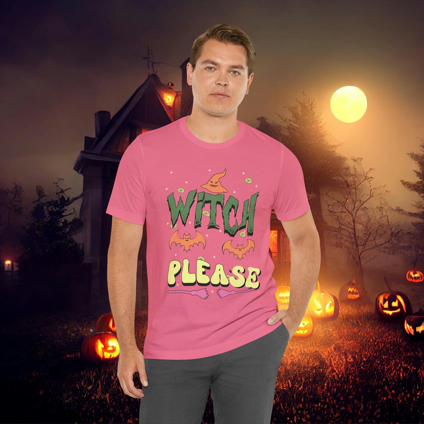 Witch Please Retro Groovy Halloween Unisex Jersey Short Sleeve Tee Gifts for Her Gifts for him