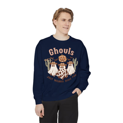 Ghouls Just Wanna Have Fun Western Halloween Unisex Garment-Dyed Sweatshirt