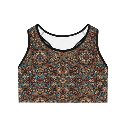 Earthy Brown Boho Chic Women's Sports Bra (AOP)