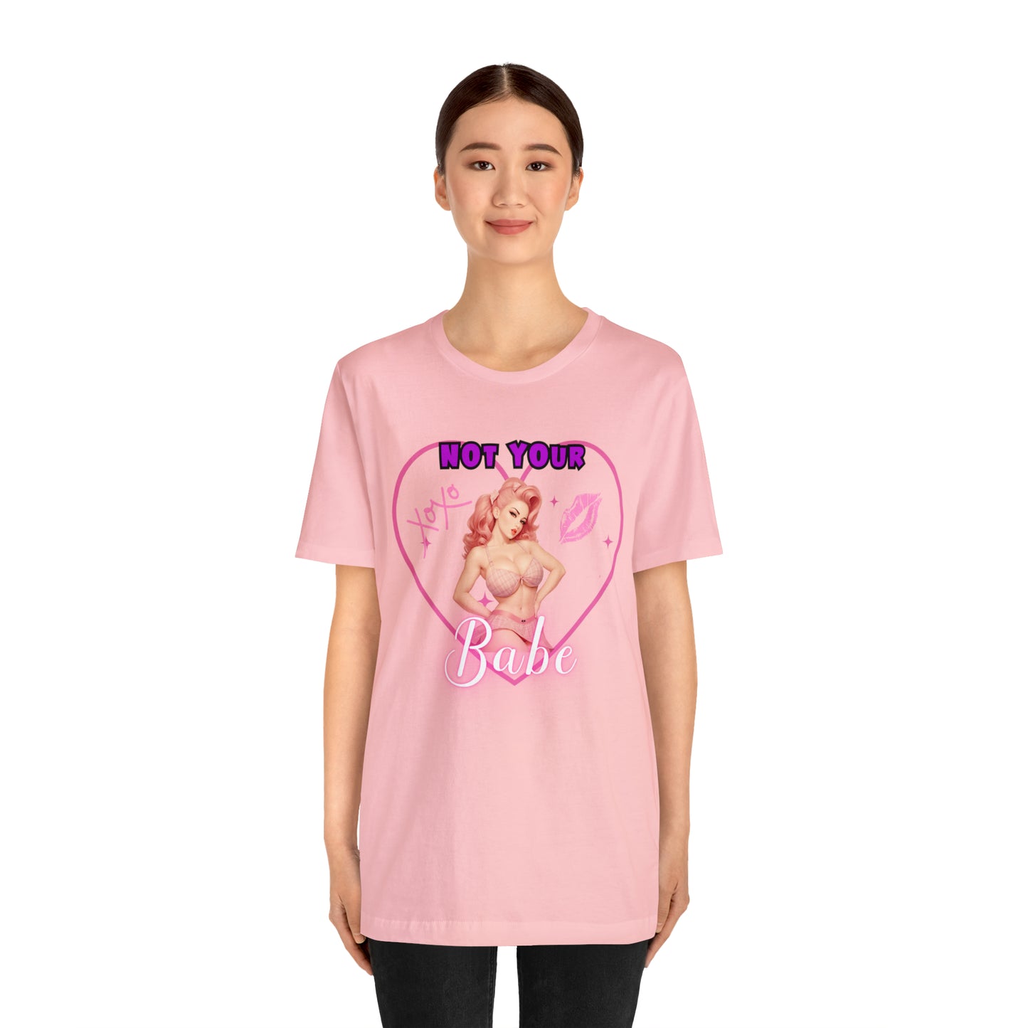 Vintage Pink Pinup Girl "Not Your Babe" on a Bella+Canva 3001 Unisex Jersey T-Shirt - A Must-Have Gift for her