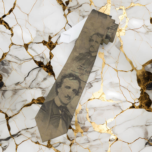 Vintage Poet Portrait Necktie — Classic Literary Tie with Sepia Portraits