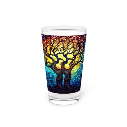 Nighttime Blossoms: A Celestial Tree Stained Glass Masterpiece on Your Pint Glass 16oz Pint Glass Gift idea gifts for home decor housewarming gift