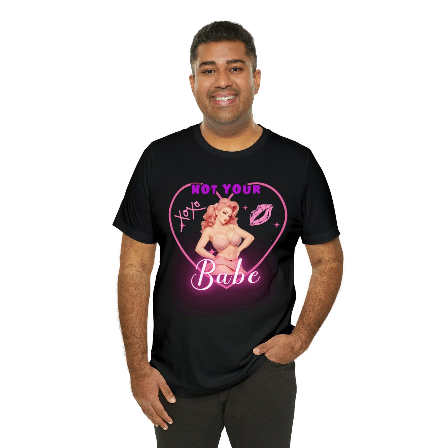 Vintage Pink Pinup Girl "Not Your Babe" on a Bella+Canva 3001 Unisex Jersey T-Shirt - A Must-Have Gift for her