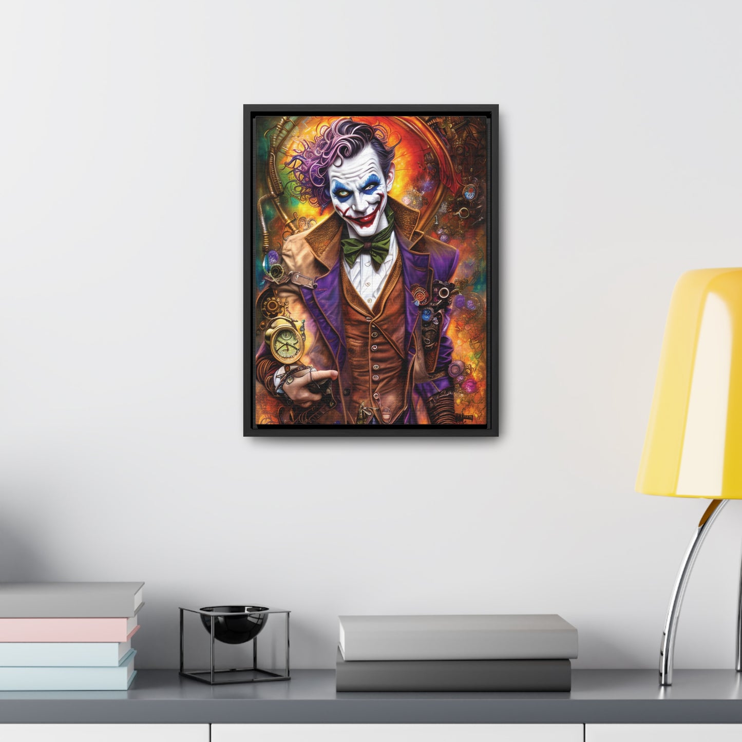 Steampunk-Joker-Hearts-Tribal-Fractal Gallery Canvas Wraps, Vertical Frame