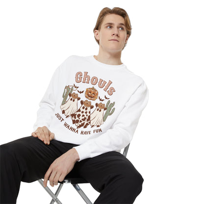 Ghouls Just Wanna Have Fun Western Halloween Unisex Garment-Dyed Sweatshirt