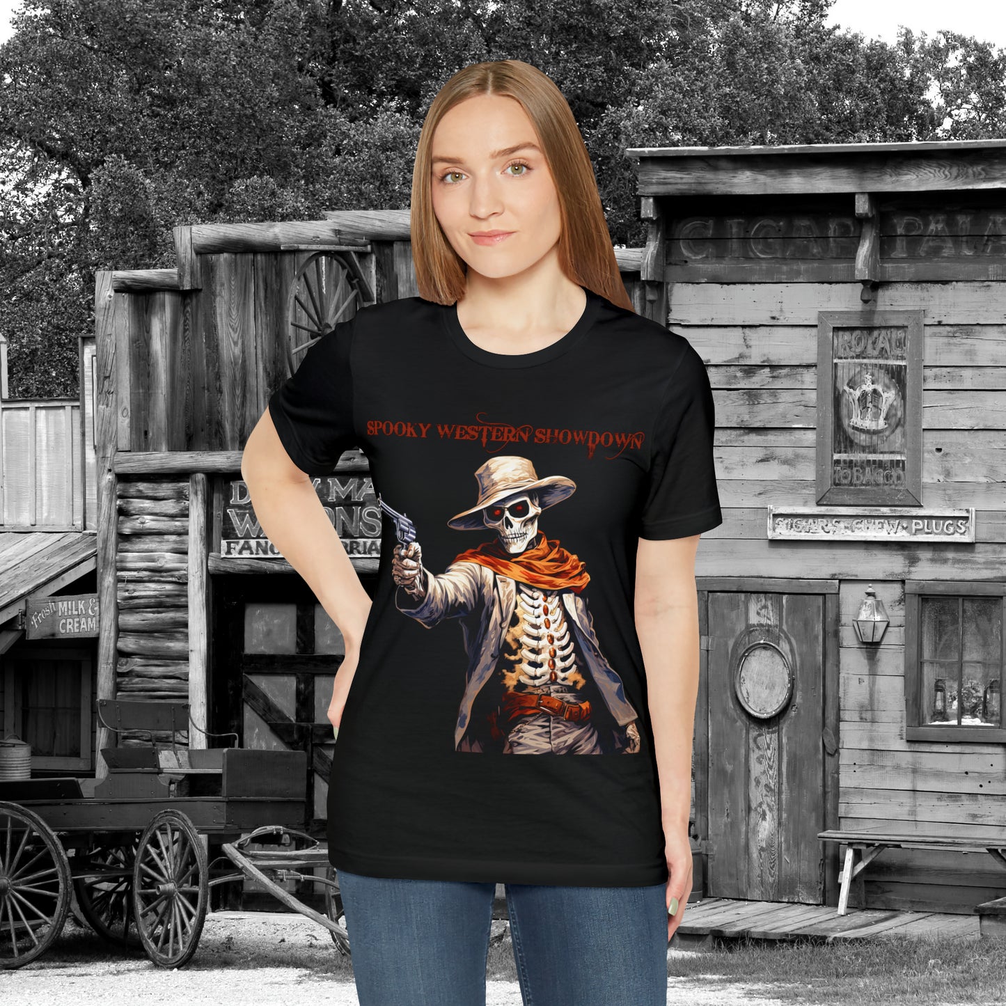 Spooky Western Showdown Western Halloween Unisex Jersey Short Sleeve Tee Gifts For Her Gifts For Him