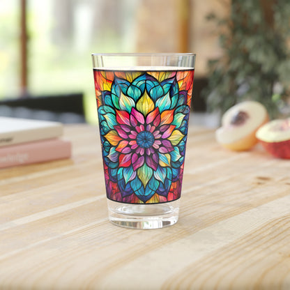 Mandela: A Magical Stained Glass Artwork on a 16oz Pint Glass Gift idea, gifts for home decor, housewarming gift
