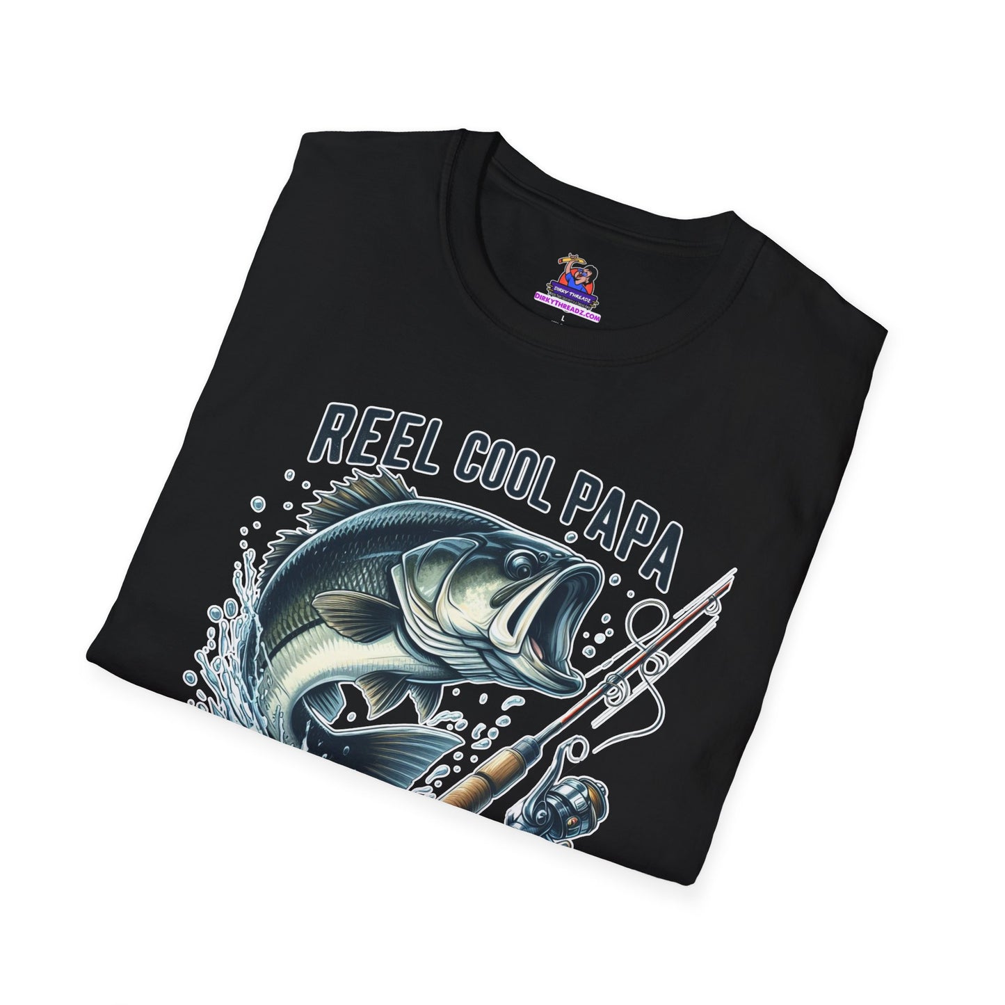 Reel Cool Papa Unisex Softstyle T-Shirt Fishing humor, Fisherman Gift Pun T-Shirt Funny Fish Tee Fishy Vibes Unique Unisex Tee