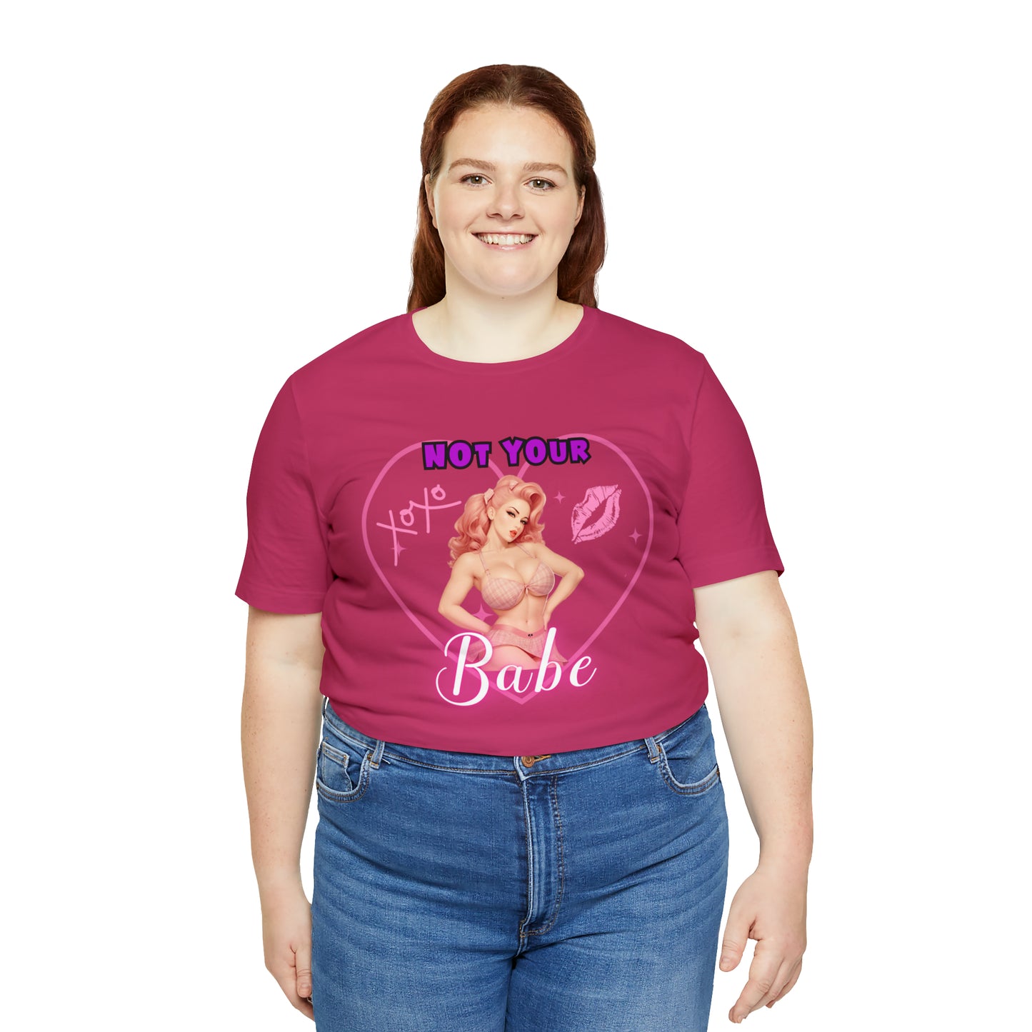 Vintage Pink Pinup Girl "Not Your Babe" on a Bella+Canva 3001 Unisex Jersey T-Shirt - A Must-Have Gift for her