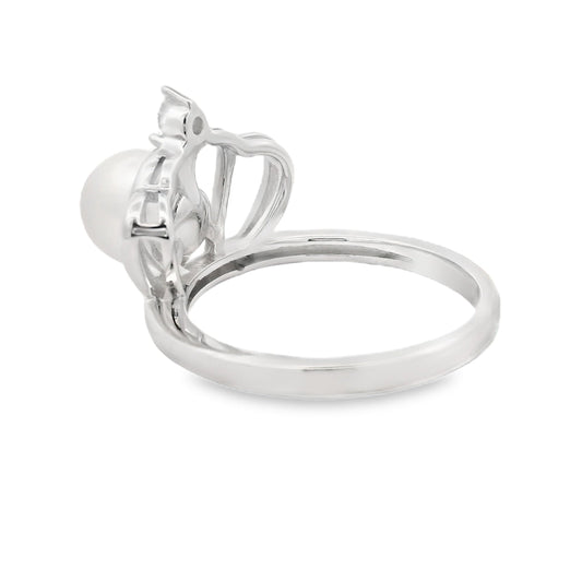 FW Pearl Cubic Zirconium Ring Sterling Silver