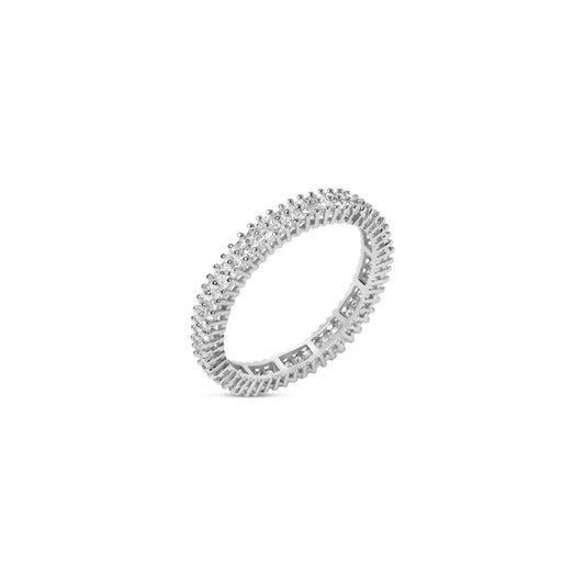 10K White Gold 1.0 Cttw Princess Cut Diamond Double Row Eternity Band Ring (I-J Color, I1-I2 Clarity)- Size 7