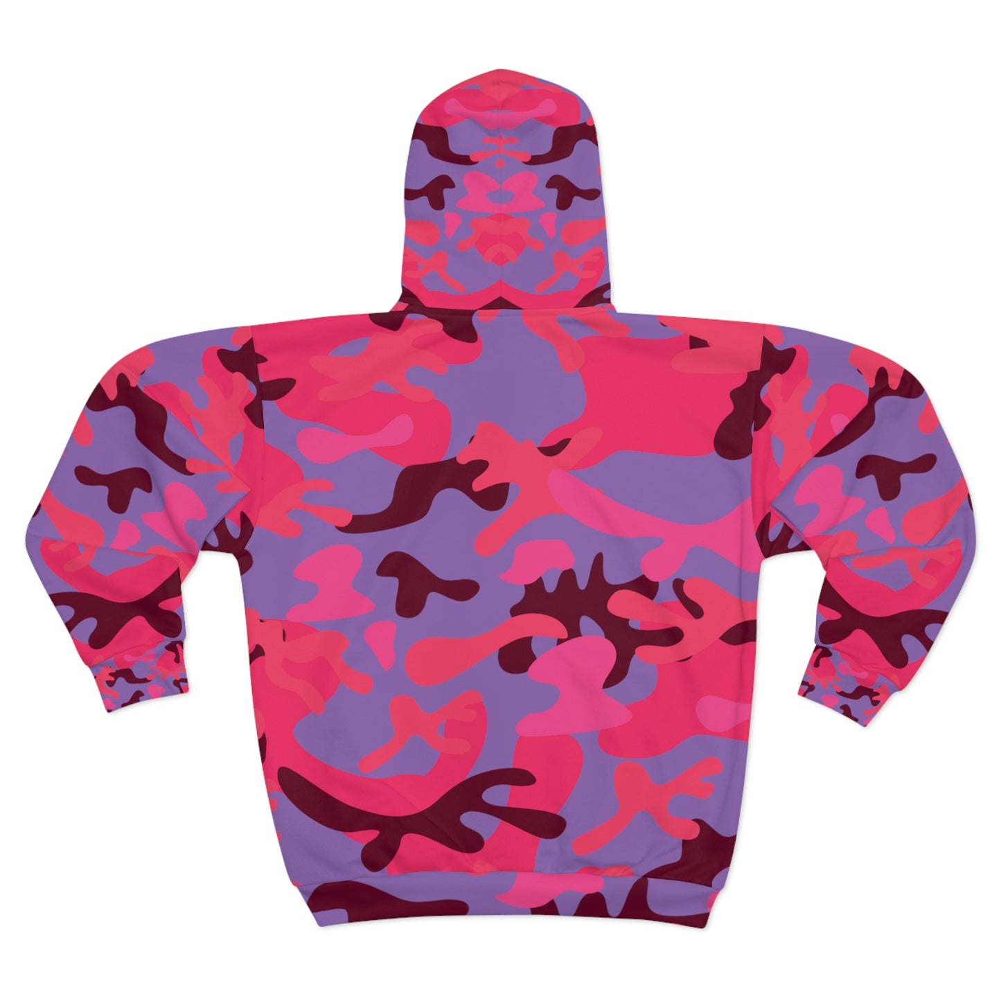 Colorful Pink Camo Unisex Zip Hoodie (AOP)