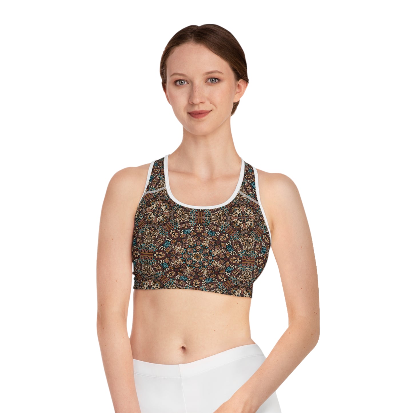 Earthy Brown Boho Chic Women's Sports Bra (AOP)