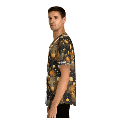 Halloween Orange Yellow Flying Orbs Men's Baseball Jersey (AOP)