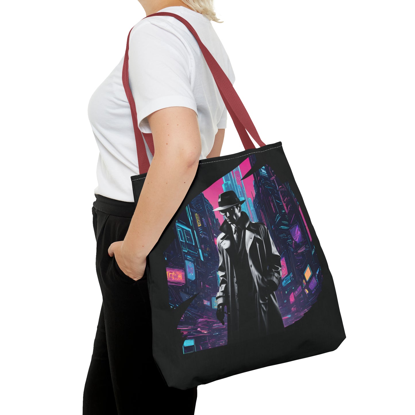 Cyberpunk Chic  Film Noir Detective AOP Tote Bag