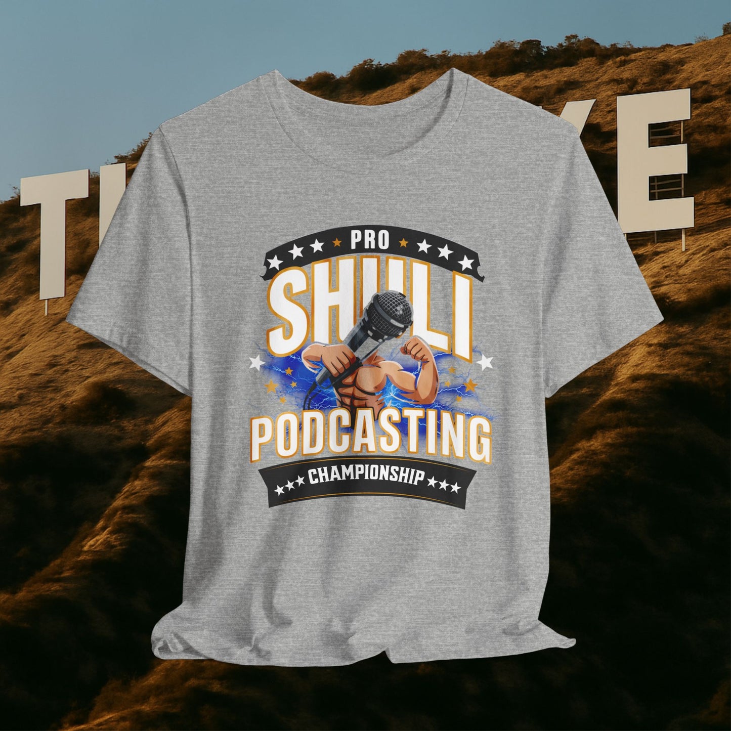 “Podcasting Championship Tee — Because Your Mic Deserves a Belt Too”