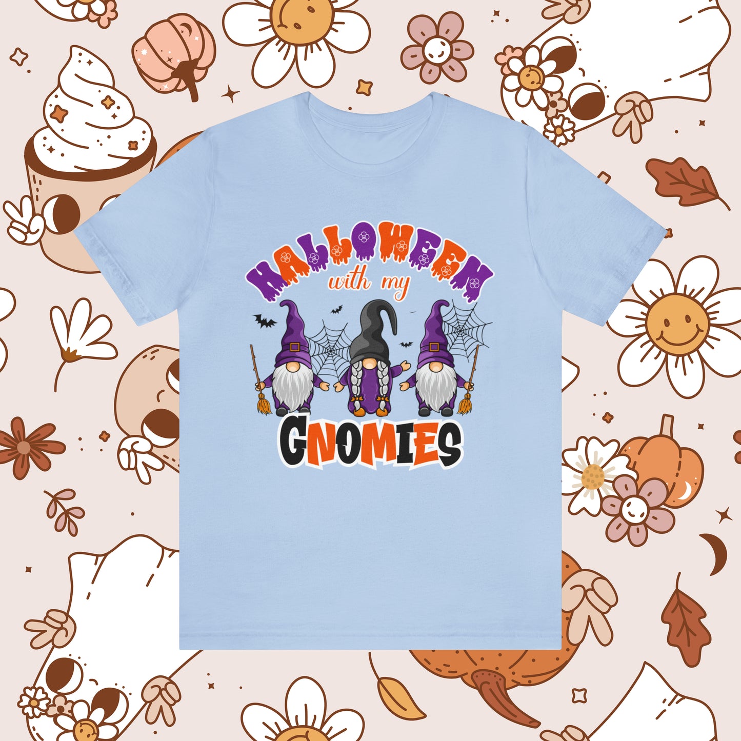 Halloween with my Gnomies Unisex Jersey Short Sleeve Tee Gifts for Him Gifts for Her