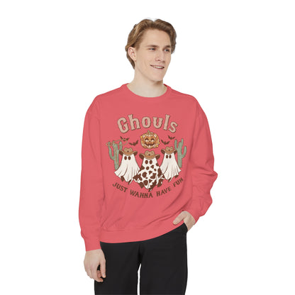 Ghouls Just Wanna Have Fun Western Halloween Unisex Garment-Dyed Sweatshirt