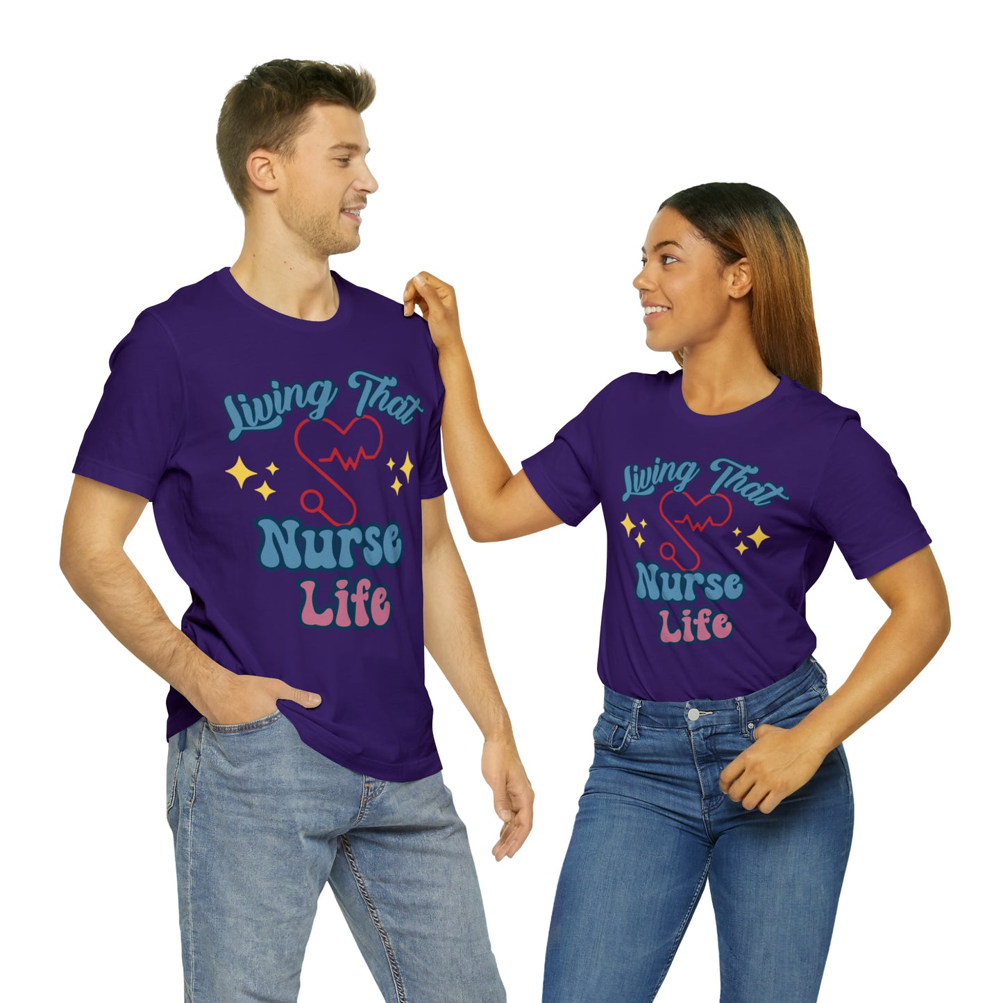 Living the Nurse Life, Comfy and Stylish Nurse T-Shirt:Gift for Medical Professionals and Nursing Students, Various Sizes Available"