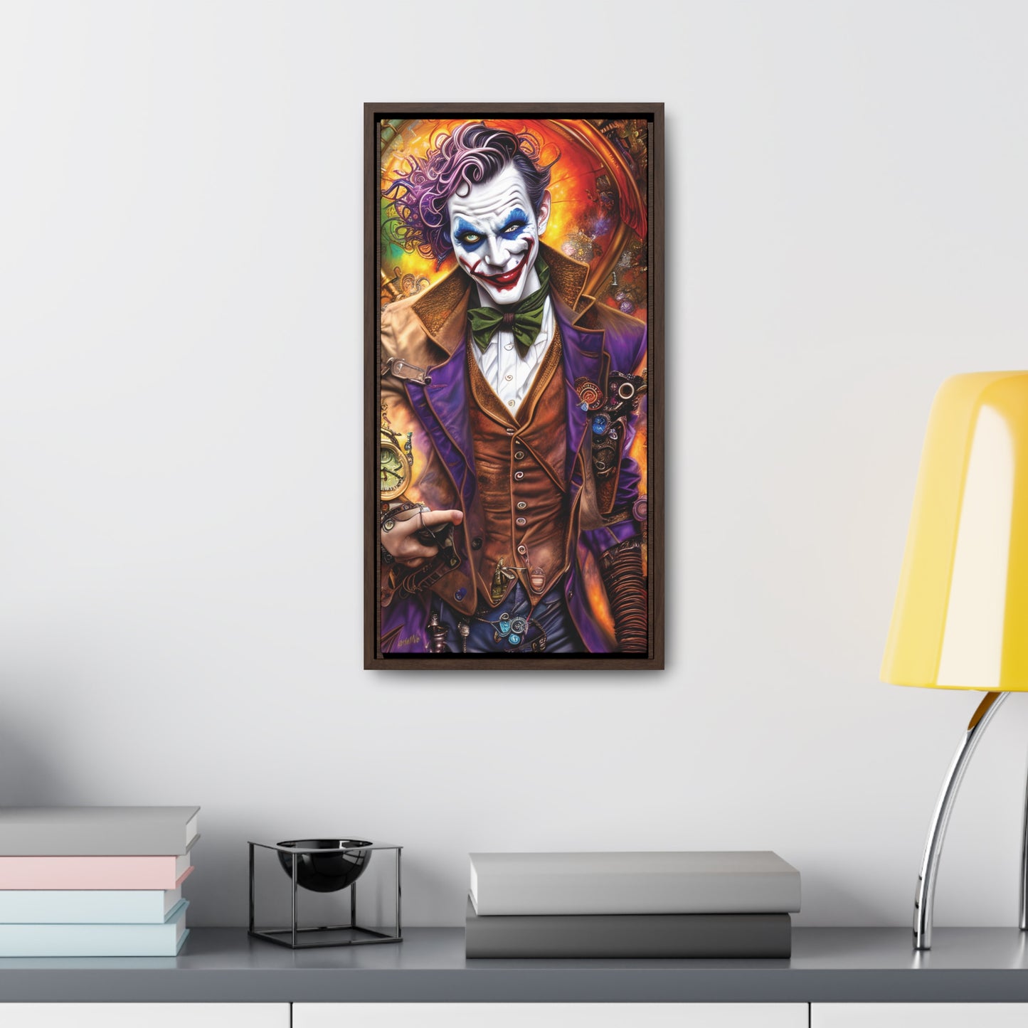 Steampunk-Joker-Hearts-Tribal-Fractal Gallery Canvas Wraps, Vertical Frame