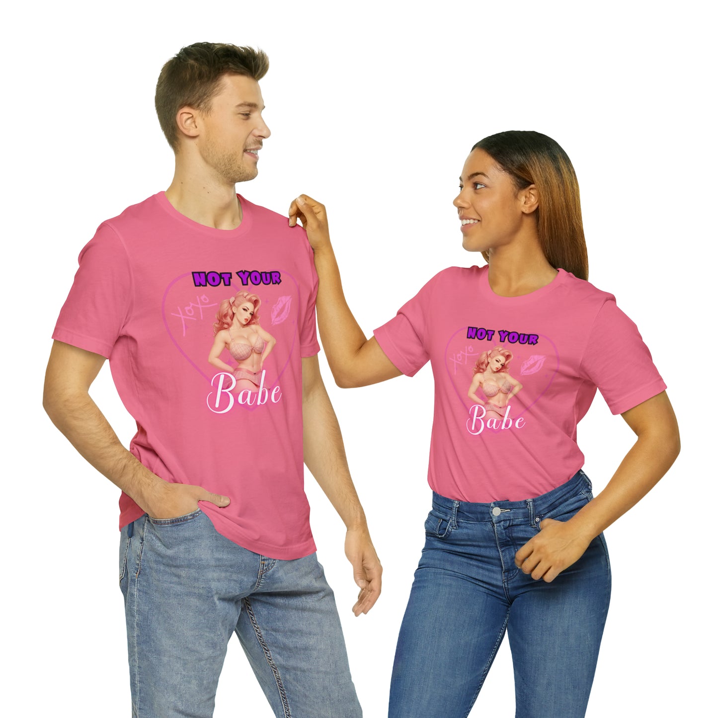 Vintage Pink Pinup Girl "Not Your Babe" on a Bella+Canva 3001 Unisex Jersey T-Shirt - A Must-Have Gift for her