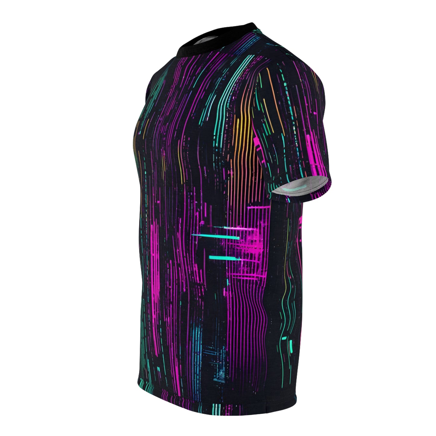 Neon Futuristic Lights Cyberpunk Unisex Cut & Sew Tee (AOP)