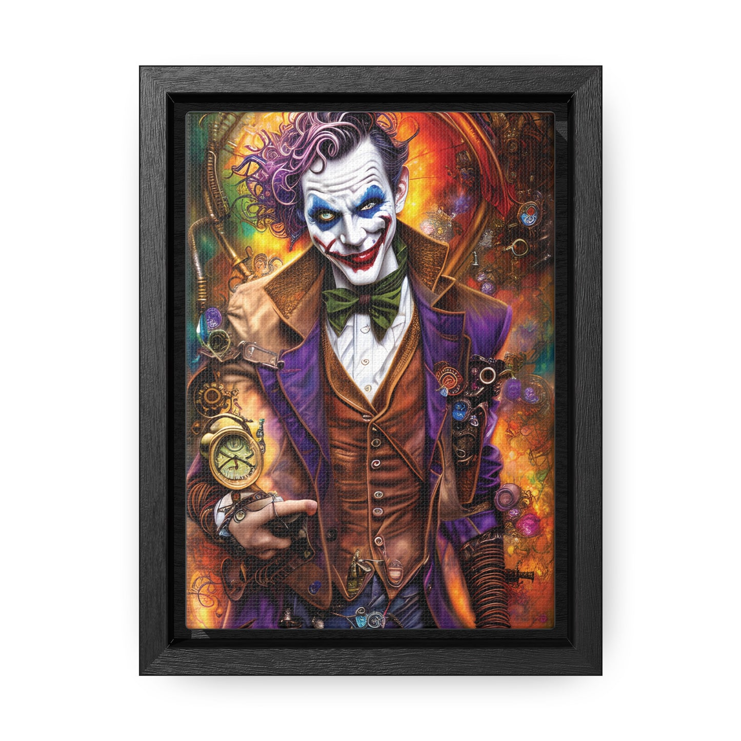 Steampunk-Joker-Hearts-Tribal-Fractal Gallery Canvas Wraps, Vertical Frame