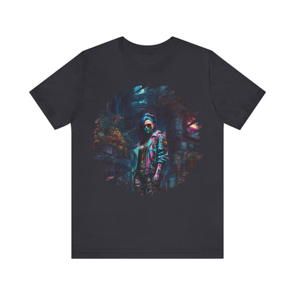 Cyberpunk Girl T-Shirt - Unisex Jersey Tee with Futuristic Cityscape Graphic cyberpunk fashion