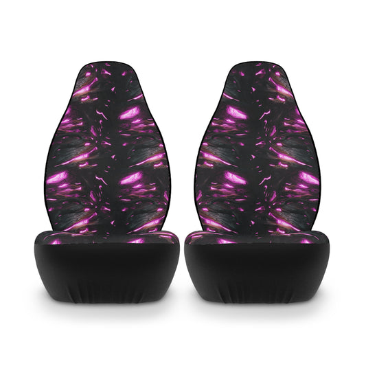 Galaxy Glow Car Seat Covers — Purple Nebula Polyester Front Seat Protector