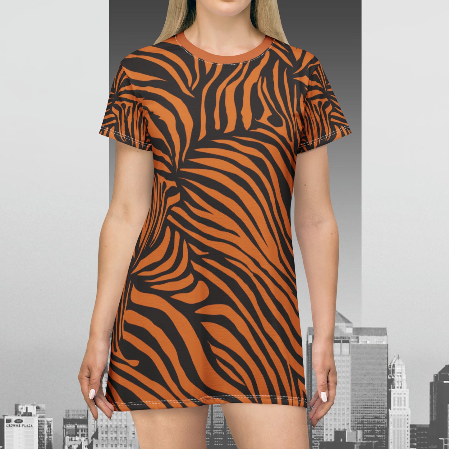 Wild Tiger Print T-Shirt Dress (AOP)