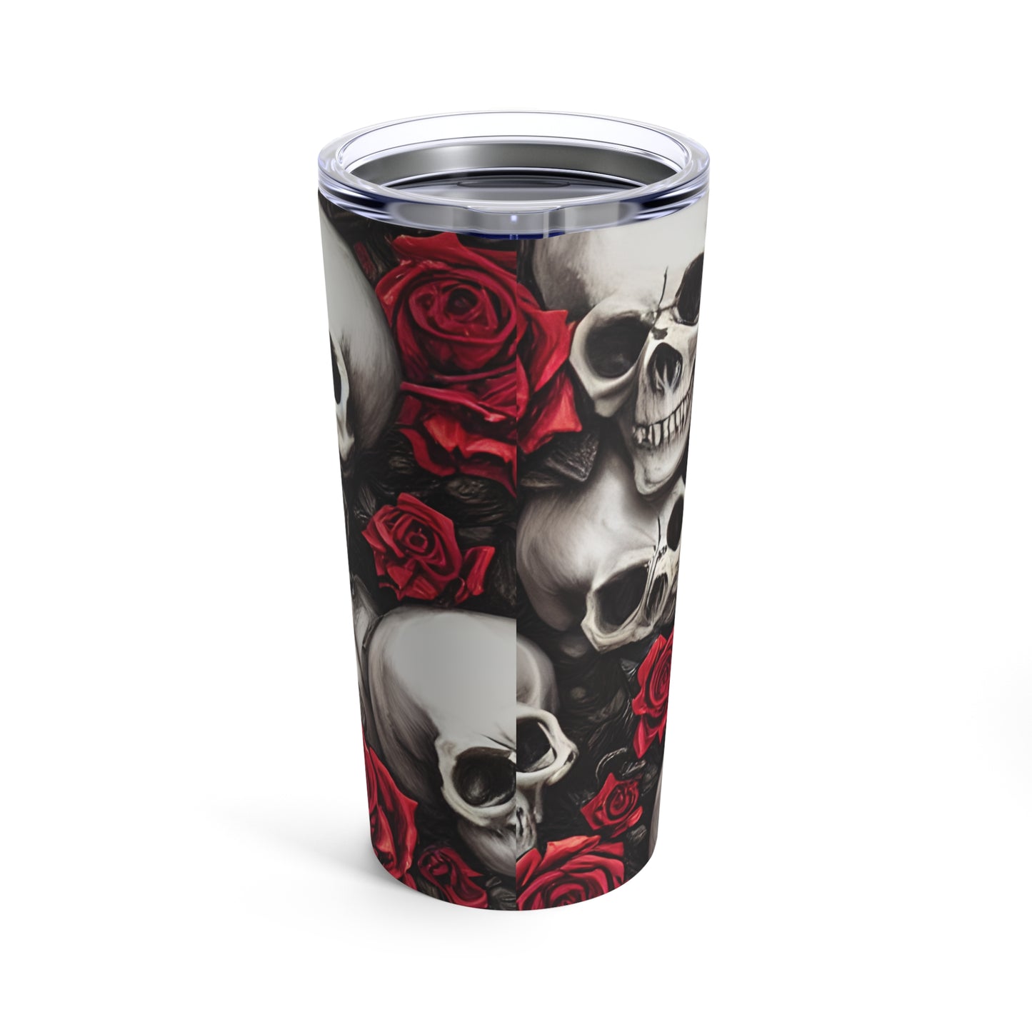 Hyper Realistic Skulls and Red Roses by artist Anne-Laure Goupil Tumbler 20oz